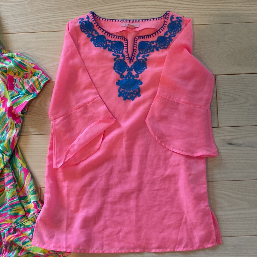 Lilly Pulitzer girls Mini Piet pink pool cover-up M 6-7